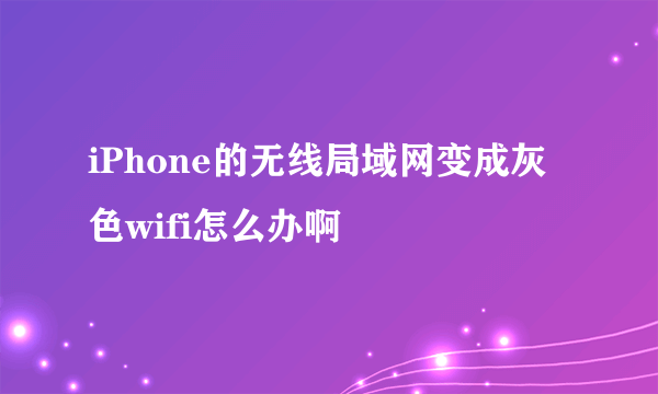 iPhone的无线局域网变成灰色wifi怎么办啊