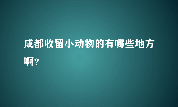 成都收留小动物的有哪些地方啊？