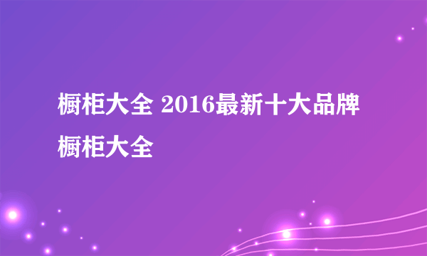 橱柜大全 2016最新十大品牌橱柜大全