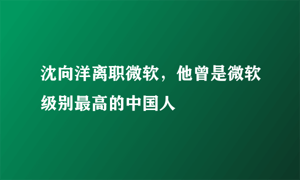 沈向洋离职微软，他曾是微软级别最高的中国人