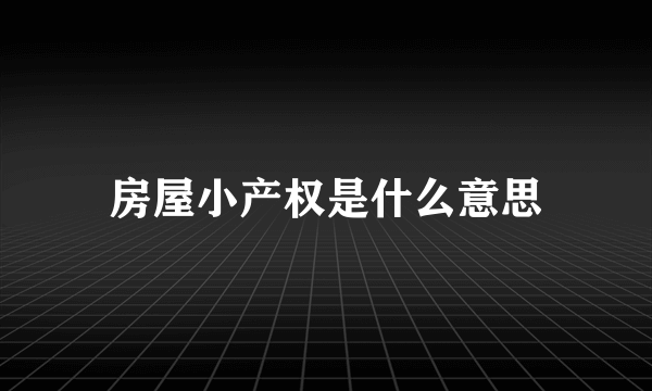 房屋小产权是什么意思