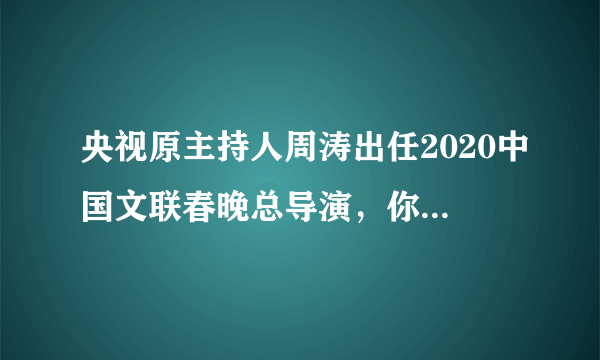 央视原主持人周涛出任2020中国文联春晚总导演，你怎么看？