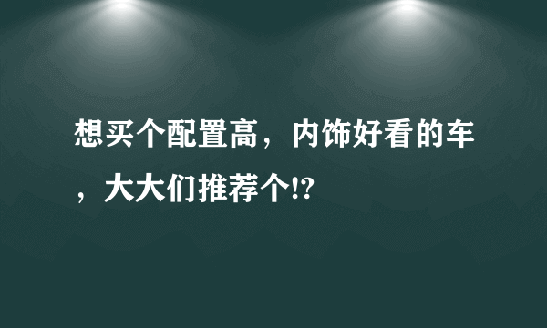 想买个配置高，内饰好看的车，大大们推荐个!?