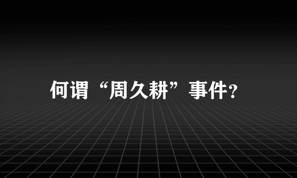 何谓“周久耕”事件？