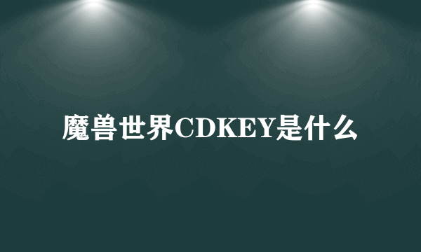 魔兽世界CDKEY是什么