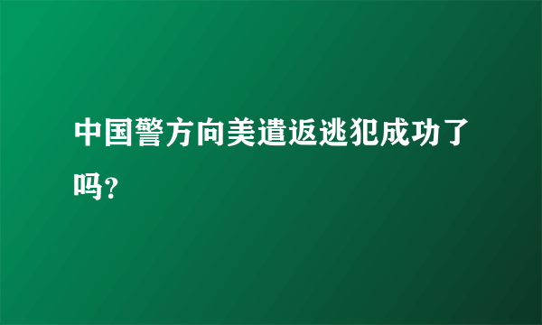 中国警方向美遣返逃犯成功了吗？