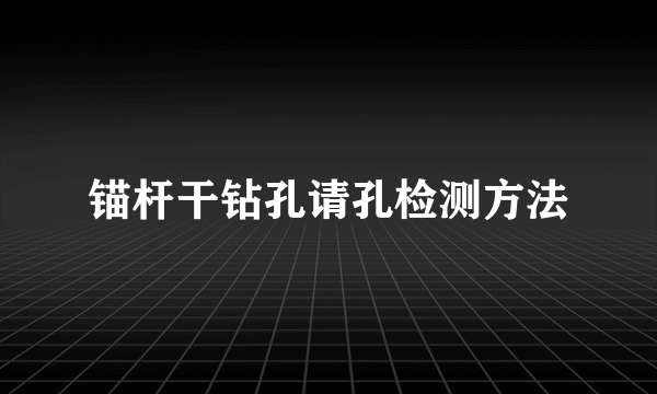 锚杆干钻孔请孔检测方法