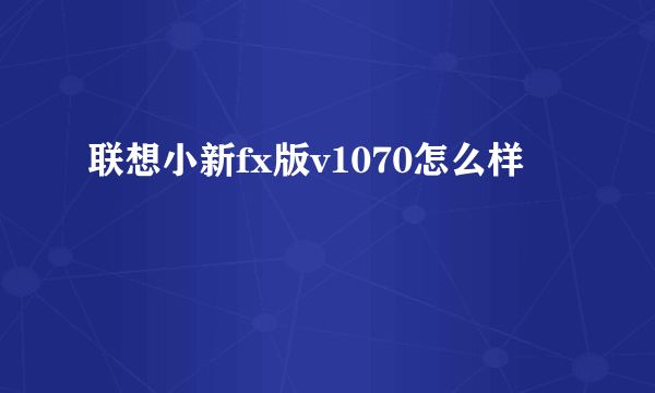 联想小新fx版v1070怎么样