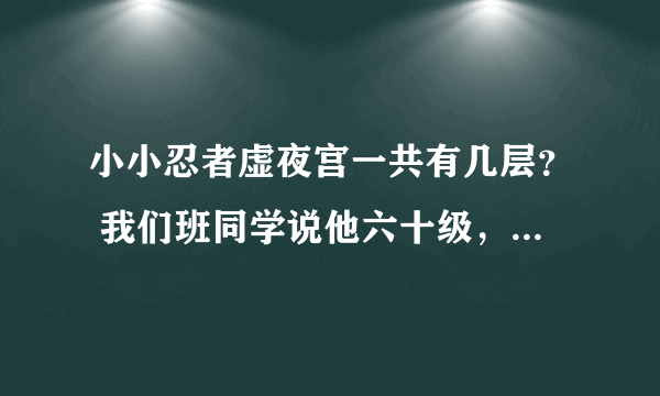 小小忍者虚夜宫一共有几层？ 我们班同学说他六十级，进了五百多层。