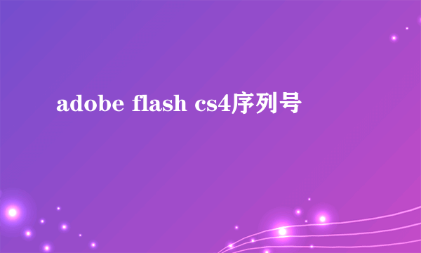 adobe flash cs4序列号