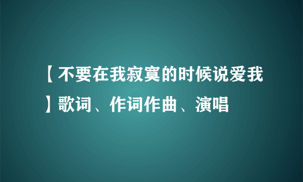 【不要在我寂寞的时候说爱我】歌词、作词作曲、演唱