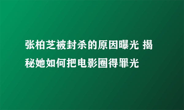 张柏芝被封杀的原因曝光 揭秘她如何把电影圈得罪光