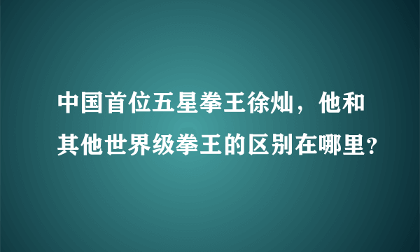 中国首位五星拳王徐灿，他和其他世界级拳王的区别在哪里？