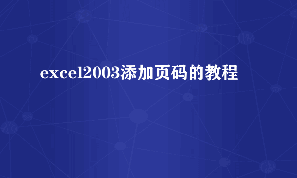 excel2003添加页码的教程