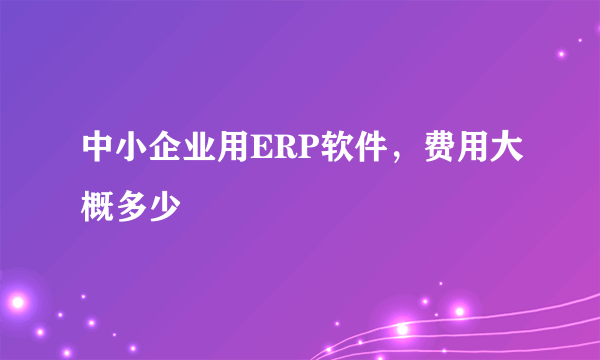 中小企业用ERP软件，费用大概多少