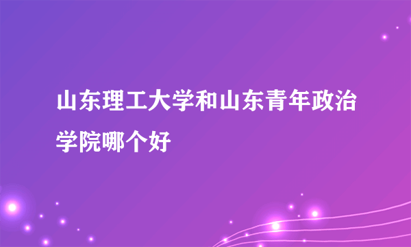 山东理工大学和山东青年政治学院哪个好