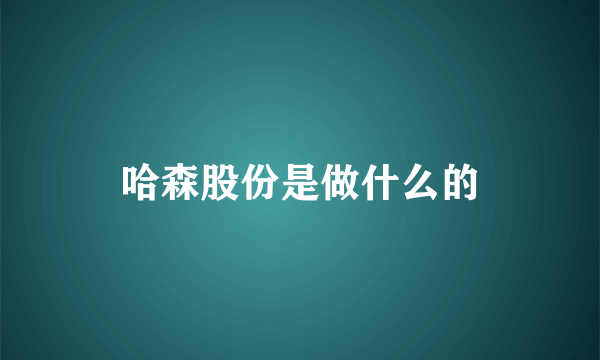 哈森股份是做什么的