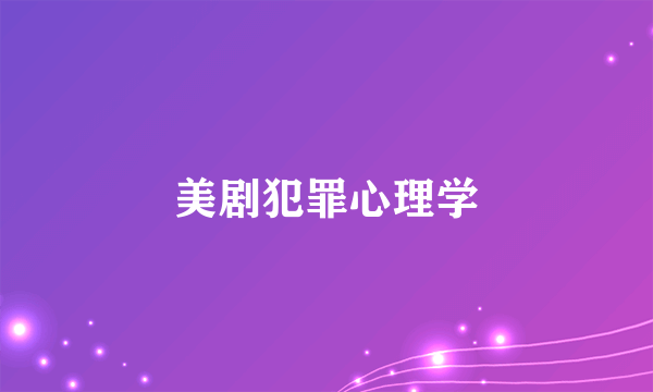 美剧犯罪心理学