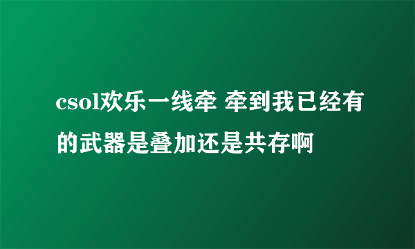 csol欢乐一线牵 牵到我已经有的武器是叠加还是共存啊