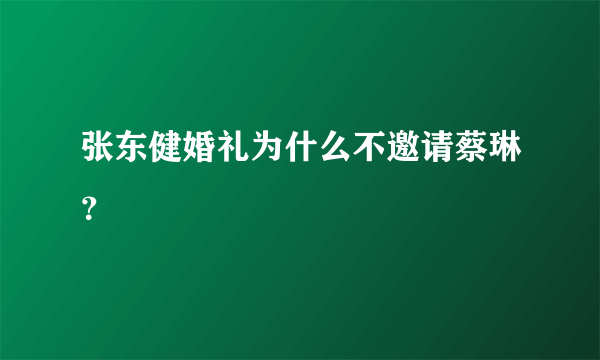 张东健婚礼为什么不邀请蔡琳？