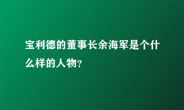 宝利德的董事长余海军是个什么样的人物？