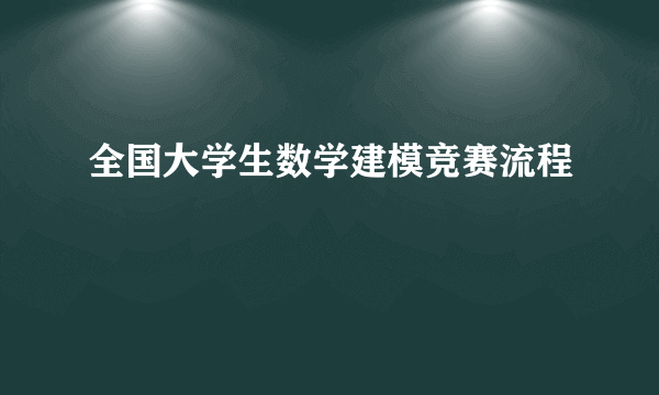 全国大学生数学建模竞赛流程