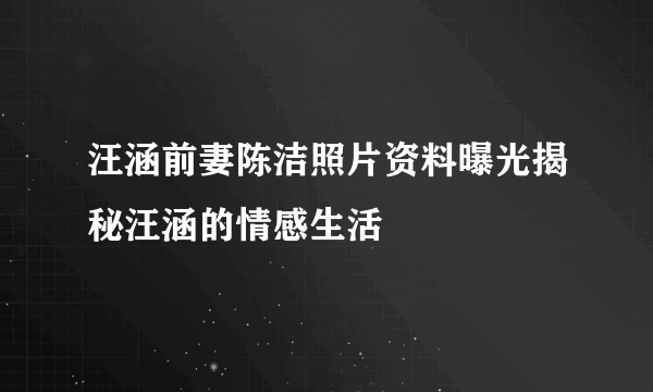 汪涵前妻陈洁照片资料曝光揭秘汪涵的情感生活