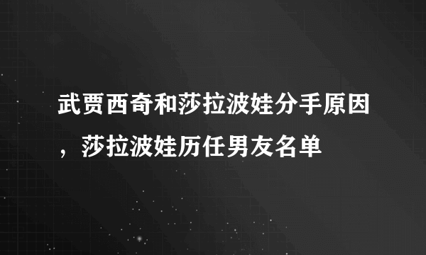 武贾西奇和莎拉波娃分手原因，莎拉波娃历任男友名单