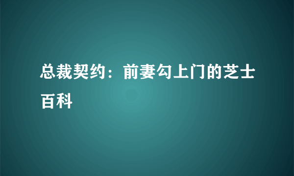 总裁契约：前妻勾上门的芝士百科