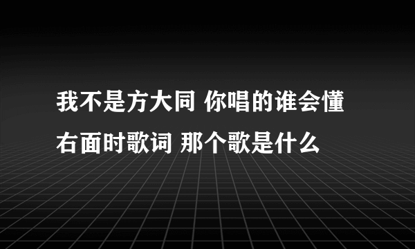 我不是方大同 你唱的谁会懂 右面时歌词 那个歌是什么