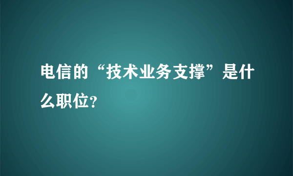 电信的“技术业务支撑”是什么职位？