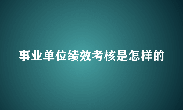 事业单位绩效考核是怎样的