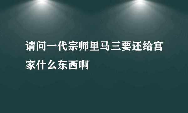 请问一代宗师里马三要还给宫家什么东西啊