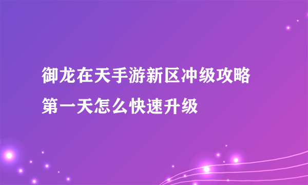 御龙在天手游新区冲级攻略 第一天怎么快速升级