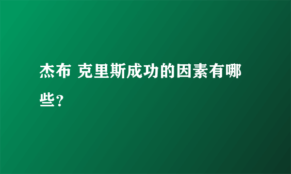 杰布 克里斯成功的因素有哪些？