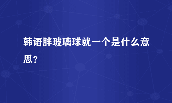 韩语胖玻璃球就一个是什么意思？