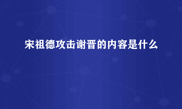 宋祖德攻击谢晋的内容是什么