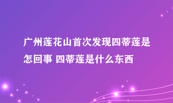 广州莲花山首次发现四蒂莲是怎回事 四蒂莲是什么东西