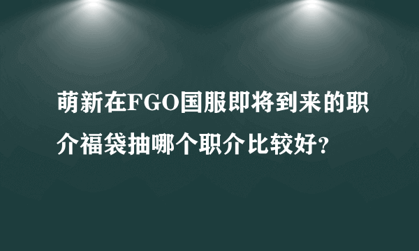 萌新在FGO国服即将到来的职介福袋抽哪个职介比较好？