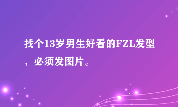 找个13岁男生好看的FZL发型，必须发图片。