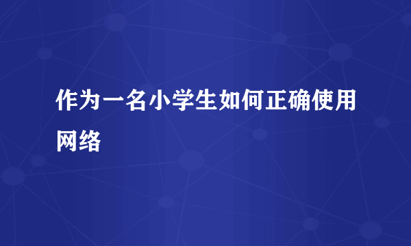 作为一名小学生如何正确使用网络