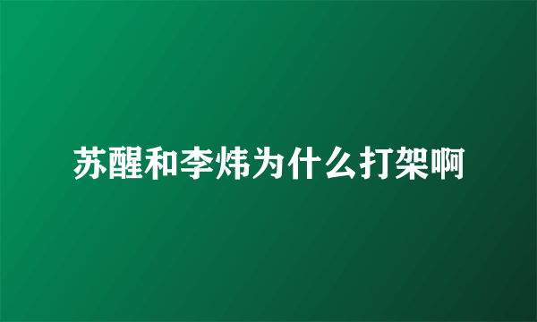 苏醒和李炜为什么打架啊