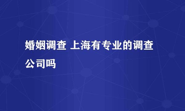 婚姻调查 上海有专业的调查公司吗