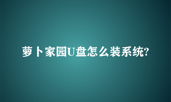 萝卜家园U盘怎么装系统?