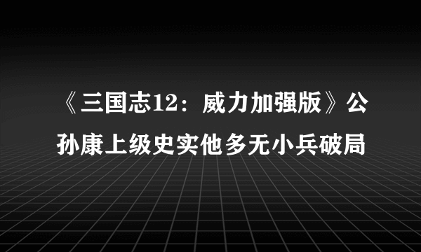 《三国志12：威力加强版》公孙康上级史实他多无小兵破局