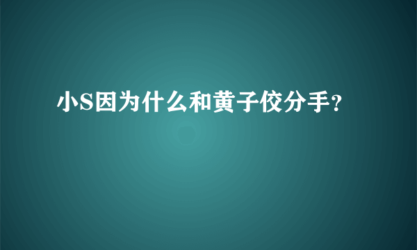 小S因为什么和黄子佼分手？