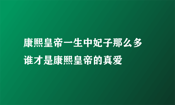 康熙皇帝一生中妃子那么多 谁才是康熙皇帝的真爱