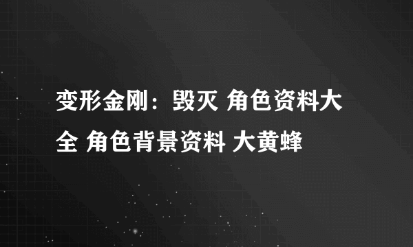 变形金刚：毁灭 角色资料大全 角色背景资料 大黄蜂