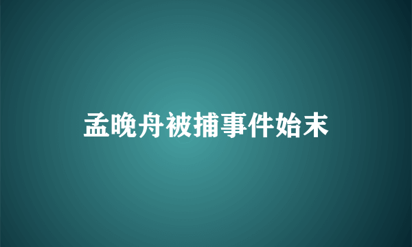 孟晚舟被捕事件始末