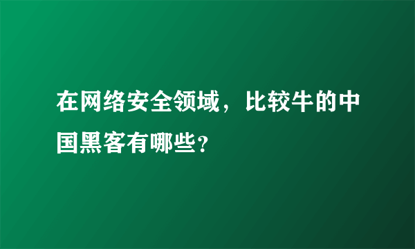 在网络安全领域，比较牛的中国黑客有哪些？